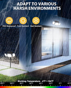 Solar Motion Lights Outdoor with Stake, 208 LED 270° Illumination Security Flood Lights for Yrad Garden Pathway, 3 Modes, IP65 Waterproof, In-Ground or Wall Mount