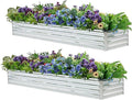 2 Pack 8x2x1FT Galvanized Raised Garden Bed Kit, Outdoor Metal Planter Box for Vegetables, Bottomless Rectangular Gardening Bed with Support Rods, Tool-Free Assembly, Silver