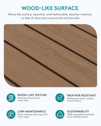 SERWALL Outdoor Coffee Table with 1.69" Umbrella Hole, HDPE Patio Coffee Table for Outside, Rectangle, Brown