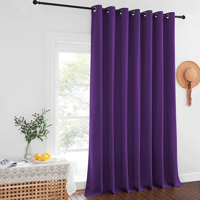 NICETOWN Royal Purple Blackout Curtains for Bedroom/Living Room 132 Inch Length - Thermal Insulated Room Darkening Grommet Top Window Curtains (100 by 132 - Inch, 1 Panel)
