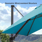 PURPLE LEAF 9' X 9' Left-right Tilt Patio Umbrella Outdoor Cantilever Swivel Square Umbrella with Tilt Aluminum Offset Umbrella with 360-degree Rotation for Garden Deck Pool Patio Turquoise Blue