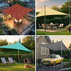 Artpuch Waterproof Sun Shade Sail, 14'x14' Sand Rectangular, UV Resistant Rain Canopy, Curved Edges Shade Cloth for Outdoor Patio, Deck, Yard (Customizable)
