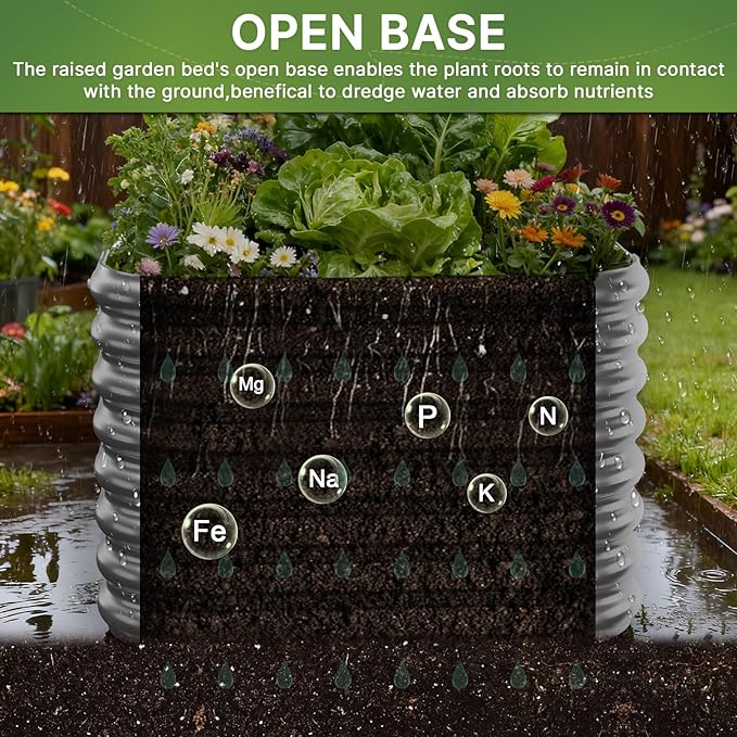 4 PCS Tall 2x2x1.5ft Galvanized Raised Garden Bed Outdoor, Metal Garden Bed for Vegetables, Above Ground Garden Box for Flower, Steel Raised Beds for Gardening