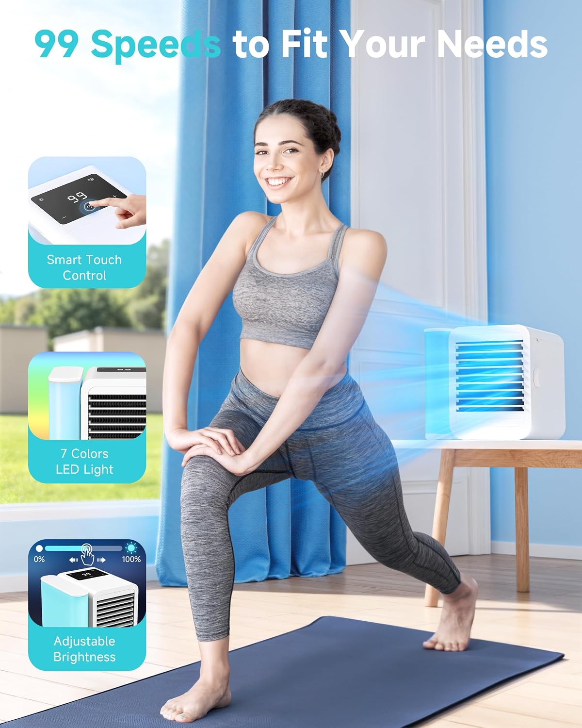 portable air conditioners fan: air conditioner, ac unit, front angle view