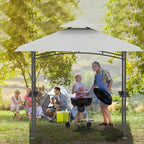 Grill Gazebo Replacement Canopy Top - AONEAR 5'x8' Outdoor BBQ Tent Roof Cover Double Tiered Outdoor Grill Shelter Fit for Model L-GG001PST-F (Gray)