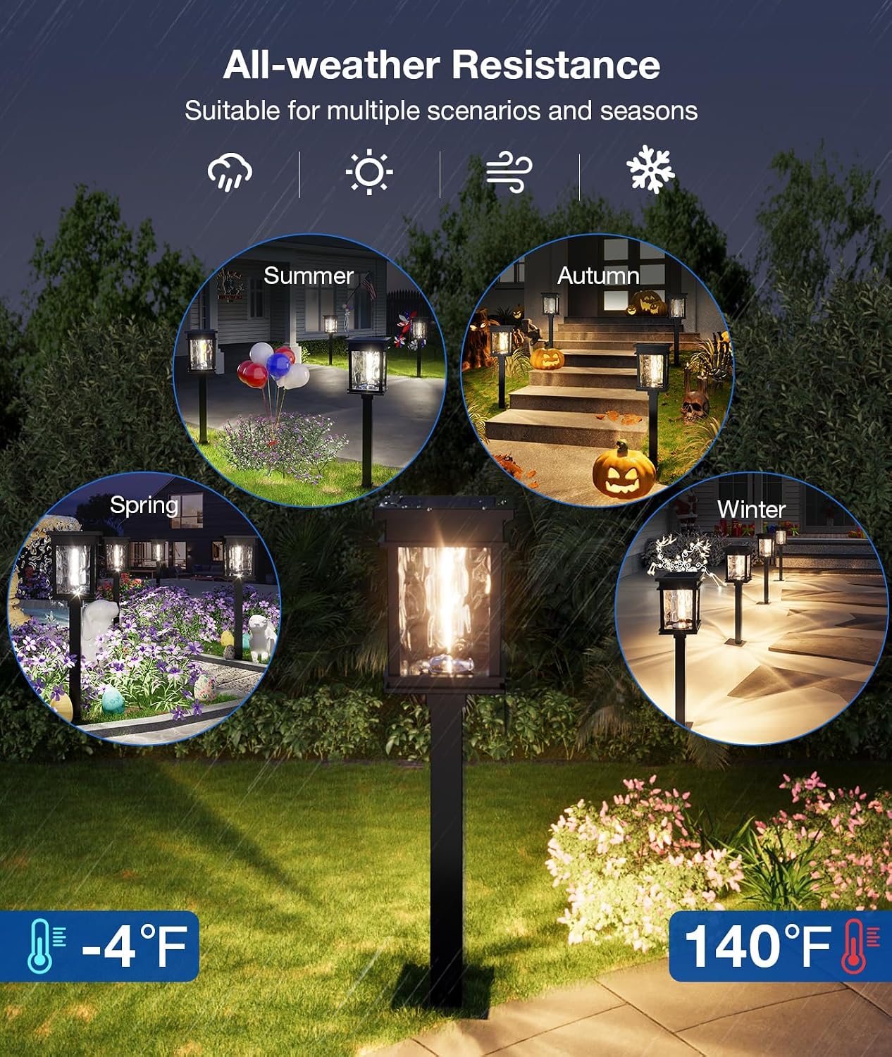 XMCOSY+ Solar Pathway Lights Outdoor, 6 Pack Solar Powered Garden Lights | 50 Lumens Adjustable Brightness, 2700K/4500K Color Dual-Temperatures, Auto On/Off IP65 for Lawn Walkway Landscape Lighting