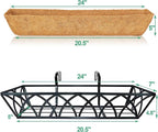 24in 4pcs Planter Box with Coco Liner, Rust-Resistant Metal Frame, Drainage Hole, Indoor/Outdoor Use, Black Finish