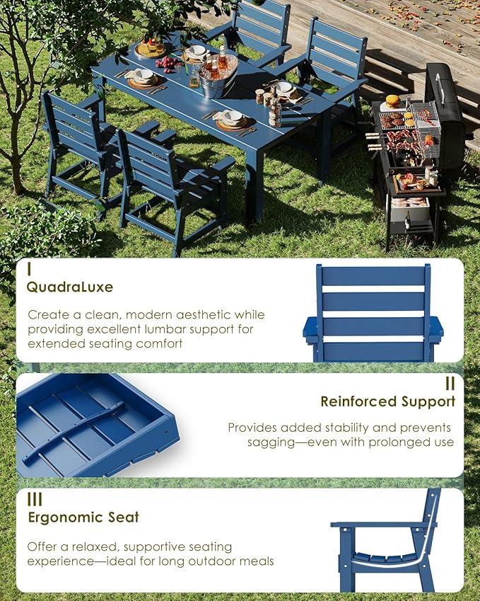 GREENVINES Outdoor Dining Chairs Set of 2 | HDPE | Patio Chair | All-Weather | Blue