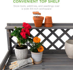 best choice products outdoor garden potting bench, wooden showing dimensions