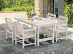 SERWALL Patio Table Set, Outdoor HDPE Dining Set with Umbrella Hole, 5-Piece - Table and 4 Chairs, All Weather for Lawn, Garden, Poolside, White