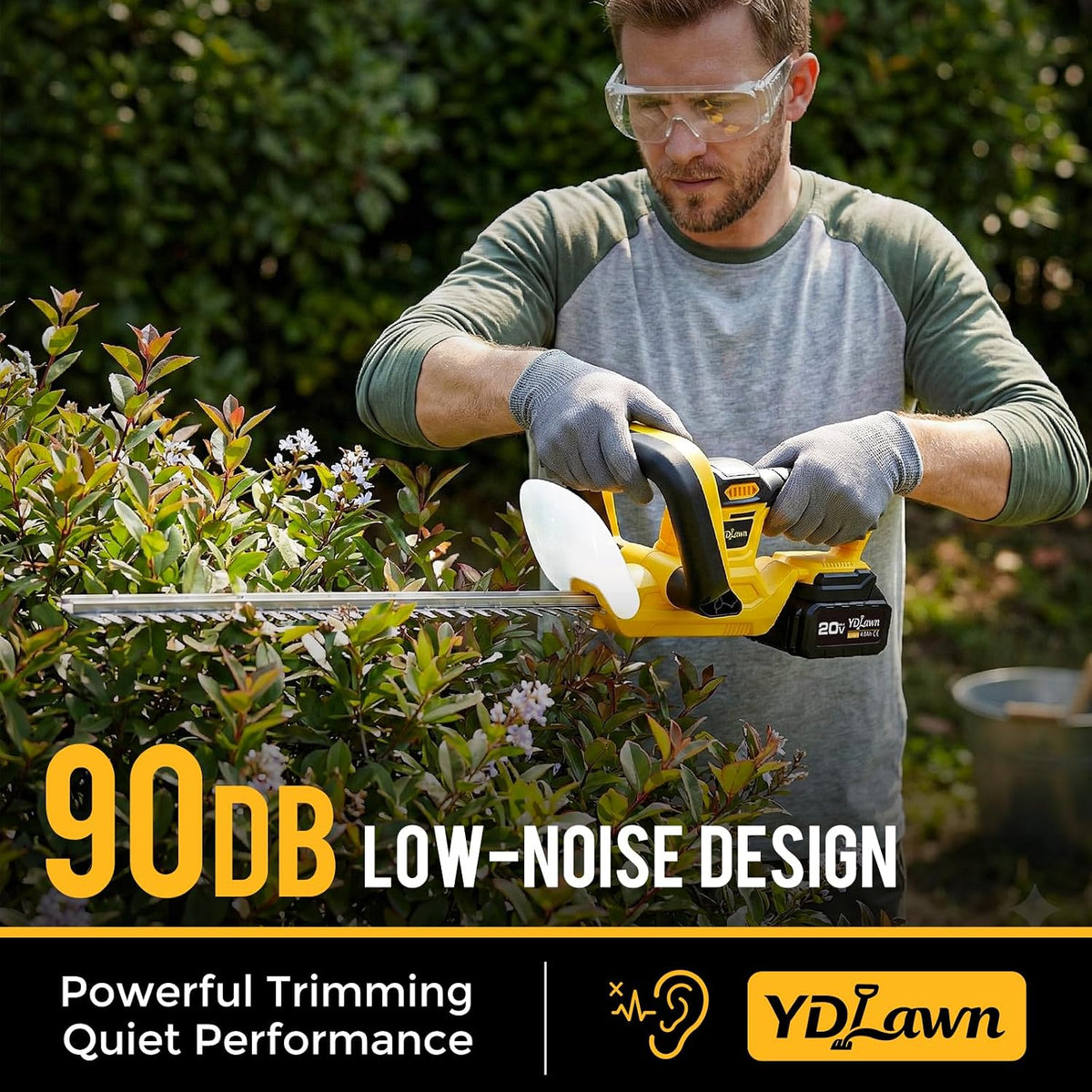 20v cordless hedge trimmer, 22-inch blade, 2 x, front angle view