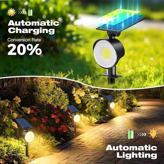nipify 6 Pack Solar Spot Lights Outdoor Waterproof with 3 Modes, Solar Spotlight Light for Outside Yard Landscape Lighting Pathway Lights Wall,Warm White
