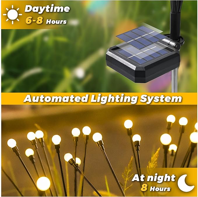 Solar Lights Outdoor-4Pack 32LEDs Solar Garden Firefly Lights Outside,Solar Powered Light Outdoor and Garden Decorative IP65 Waterproof,Yard Patio Pathway Decor,Gardening Gifts for Women,Warm White