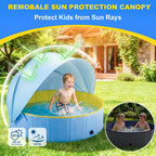 Kiddie Pool with Canopy, Large Foldable Pool Detachable UPF 50+ Sunshade | 48in Pool, Removable Sunshade, Foldable, Non Slip, Swimming Pool Beach Essentials Tent with Shade for Outdoor Backyard Beach