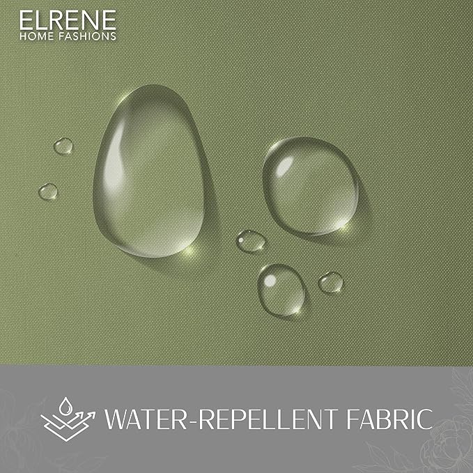Elrene Home Fashions Matine Weatherproof Tab-Top Indoor/Outdoor Solid Color Curtain Panel for Porch, Pergola, Patio, Deck, 52”W x 108”L, Green