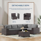 Kullavik 12 Pieces Outdoor Patio Furniture Set PE Wicker Rattan Sectional Sofa Patio Conversation Sets,Grey