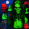 12 in 1 Halloween Halloween Projector Outdoor - 3D Dynamic Halloween Decorations,Clearer Skull/Spider/Pumpkin/Witch Cauldron HD Patterns,Holiday Lights for Window Garage Door Cover