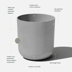 Veradek Mason Series Lima Planter - Round Planter for Indoor or Outdoor Porch/Garden | Made from Plastic-Stone Composite with Drainage Holes | Modern Décor for Succulents, Flowers, Small Plants