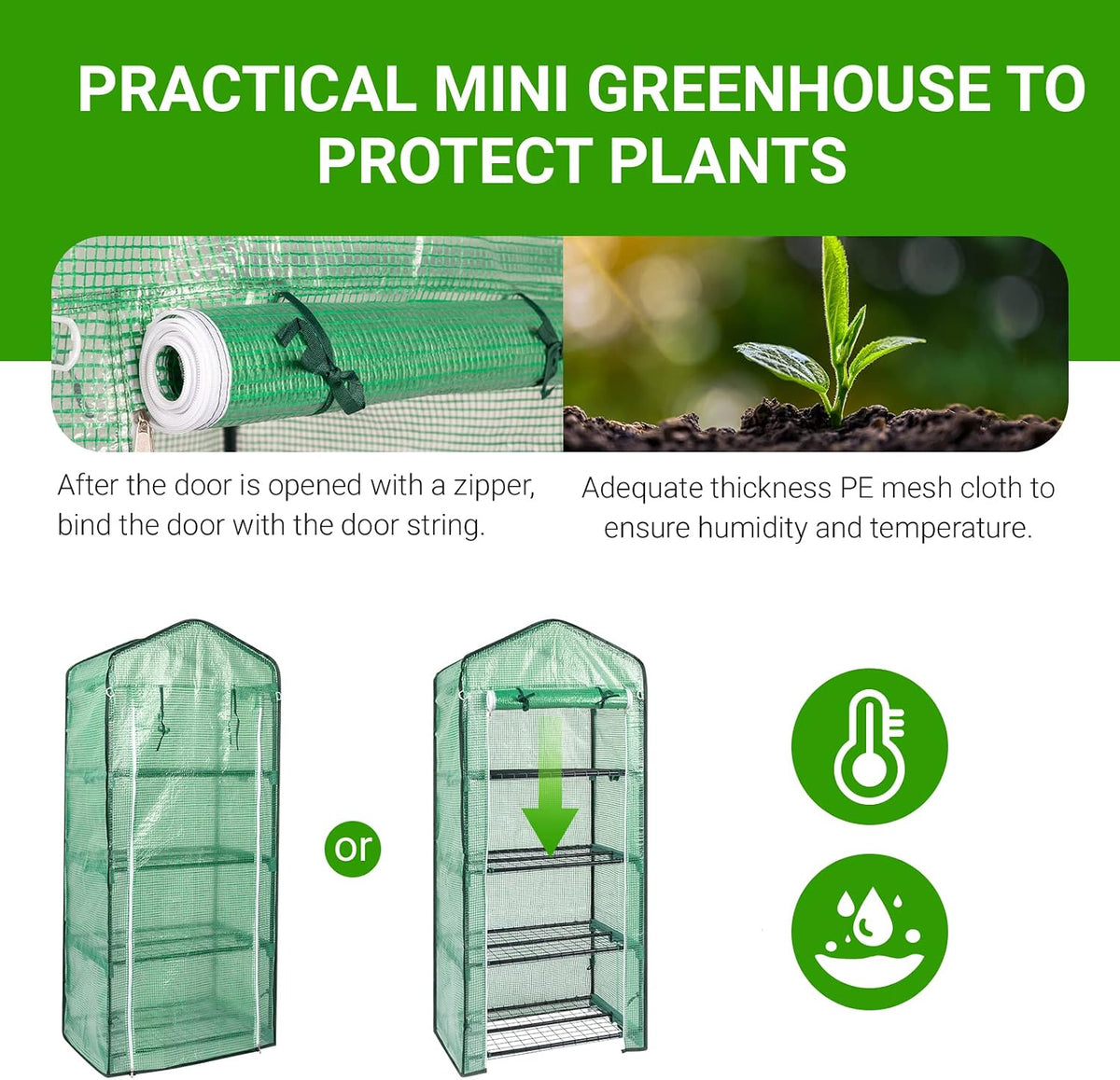mini compact greenhouse, small pe plant green house, package contents