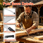 AgiiMan 30FT Reach Pole Saws for Tree Trimming, Pole Saws with 5-24FT Telescoping Extension Pole Pruning Pole Saw with 24" Blade Manual Pole Saw for Tree Pruning Forestry Yard Garden, and Patio