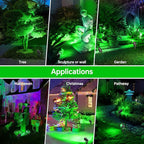 Green Outdoor LED Spot Lights for Yard & Garden – 12W Landscape Lighting, Christmas & Holiday Decor, Adjustable Beam,4Pack