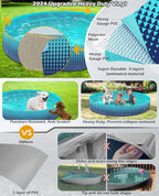 Jasonwell Foldable Dog Kiddie Pool - Hard Plastic Kids Paddling Pool Toddler Baby Swimming Pools for Backyard Collapsible Whelping Box Pet Doggie Cats Wading Pools Bathtub for Puppy Large Dogs 48In,G