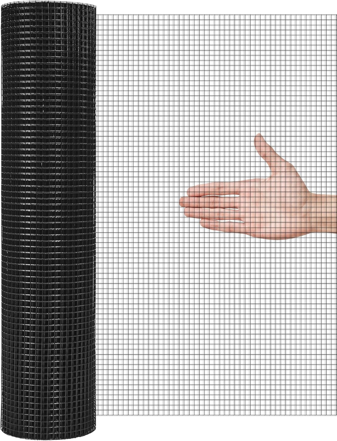 Black Hardware Cloth, 1/2 Inch, PVC Vinyl Coated 19GA Chicken Wire, Rustproof & Weather-Resistant Welded Fence for Chicken Coops, Garden Protection, Raised Beds, Pest Barrier (25-PVCHC-36X50)