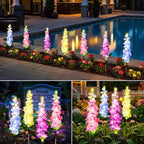 KOOPER Solar Lights Outdoor Garden Decor, 4 Pack Upgraded Delphinium Solar Garden Lights with 36 LEDs, Vivid Flowers Outdoor Waterproof for Landscape Patio Yard Decor