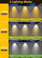 Solar Fence Lights Outdoor - 3000K/4000K/6000K 3 Color Modes, IP65 Waterproof Fence Lights Solar Powered Outdoor, Solar Powered Wall Light for Outside Porch Step Wall Stair Patio Yard (12 Pack)
