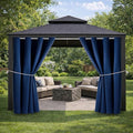 Waterproof Outdoor Curtain W52 x L84 - Grommet Top Sunlight Blocking Window Treatment Drapes Blackout Curtains for Home Bedroom Living Room Outdoor Patio Porch Pergola Cabana Gazebo (Navy, 2 Panels)
