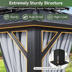 Aoxun Hardtop Gazebo 10x12, Aluminum Frame Canopy with Double Galvanized Steel Roof, Outdoor Gazebo with Breathable Netting and Privacy Curtain for Backyard