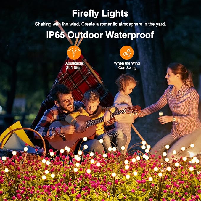 ASMAD Solar Lights Outdoor(4 Pack,32 LEDs), Solar Garden Lights, Outdoor Decorations, Firefly Light for Patio Decor, Big Bulb, Unique Gifts for Women, Gifts for Grandma