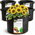5 Pack 10 Gallon Thickened Grow Bags, Aeration Nonwoven Fabric Planting Bags with Handles, Heavy Duty 300G Garden Planter Pot for Tomato, Potato, Strawberry, Vegetable, Fruits and Flowers