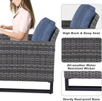 Belord Outdoor Bistro Set 3 Piece Outdoor Wicker Patio Chairs, Oversize Outdoor Rattan Seating Set, All-Weather Chairs Wicker Furniture with Metal Side Table and Water-Resistant Cushion for Outside