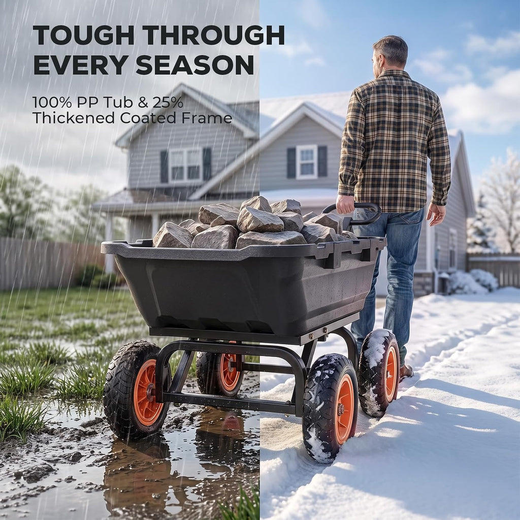 etoolab dump garden cart 900lb capacity with 10-inch, package contents