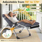 Slendor Oversized Zero Gravity Chairs XXL, 33In Recliner Chair, Dark Gray | Reclining Lounge Chair, Folding Anti Gravity Chairs w/Aluminum Alloy Lock, Removable Cushion&Headrest, 500lbs, for Lawn Patio