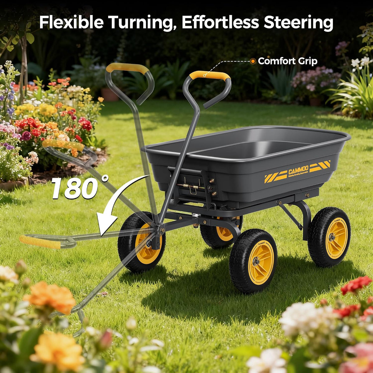 cammoo 10-in no-flat tires 600lb garden dump cart, view 9