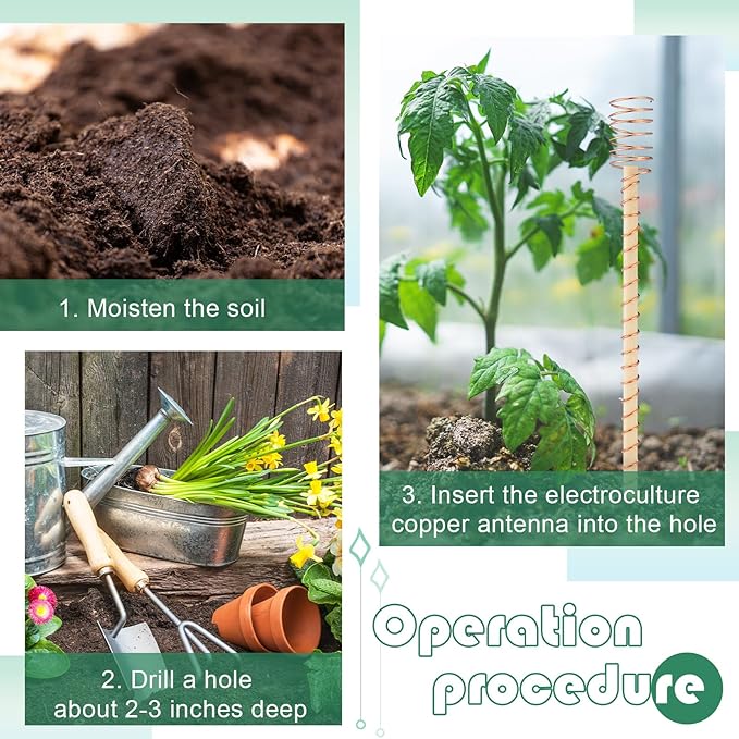 18 Pcs Electroculture Plant Stakes 12 Inches Long Copper Garden Stakes Electroculture Copper Gardening Antenna for Growing Vegetable Garden Plants Support