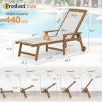 LUE BONA Chaise Lounge Chair Outdoor Set of 4, HDPS and HDPE Wicker Chaise Lounger with 5 Positions, Pool Lounge Chairs with Wheels and Adjustable Backrest for Patio, Poolside, Deck, Backyard
