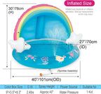 Baby Pool, Rainbow Splash Pool with Canopy, Spray Pool of 40 Inches, Water Sprinkler for Kids, for Ages 1-3