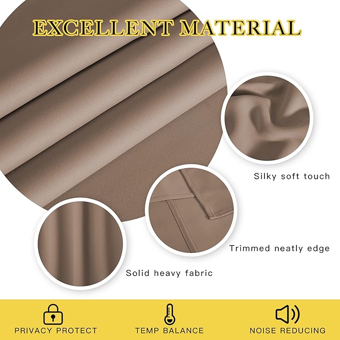 NICETOWN Blackout Curtains & Drapes - Privacy Thermal Efficiency Backdrop Curtains for Bedroom Room Divider Living Room Patio Sliding Glass Door, Wide 80 x Long 144 inch, Cappuccino, 1 Panel