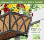 24 Inch Window Deck with Coco Liner, 24" Window Boxes Horse Trough with Coconut Coir Liner, Fence Metal Hanging Flower Planter Window Basket Deck Railing Planter Boxes for Outdoor Garden Lawn, 4pcs