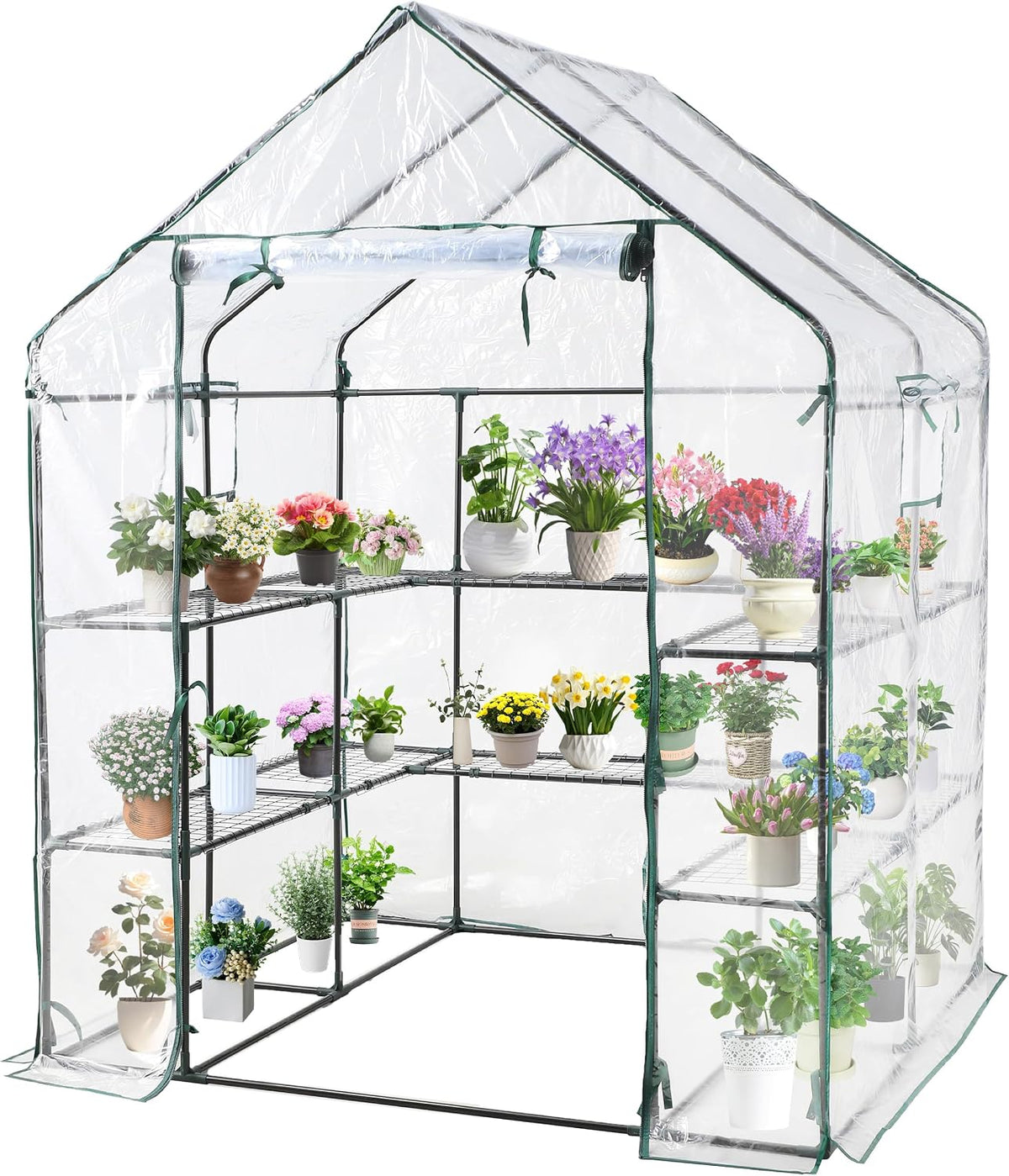 sungift walk-in greenhouse kit, upgraded pvc clear, 57x61x80, main product view