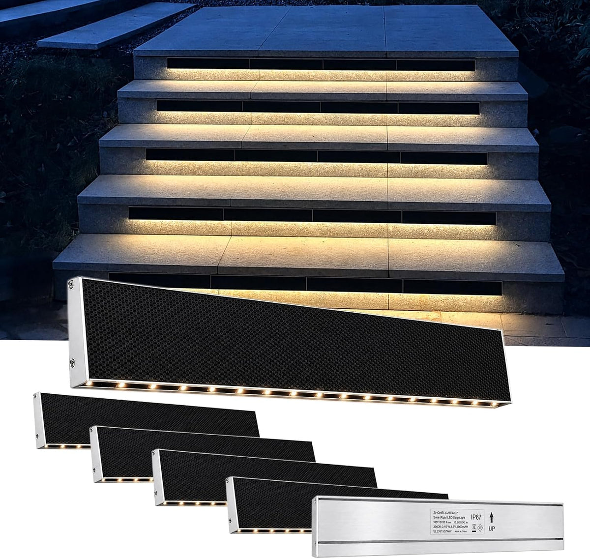 shonelighting solar led strip lights outdoor, rigid modular, main product view