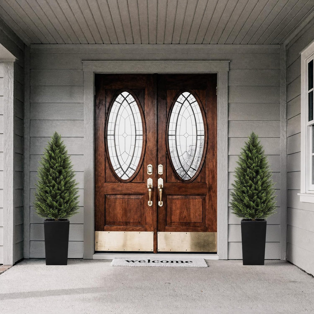 vivatrees 4ft artificial cedar topiary trees 2 pack, package contents