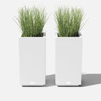 Veradek Block Series Pedestal Planter - Tall Planter for Indoor or Outdoor Front Porch | All-Weather Use with Removable Insert Bucket | Modern Décor for Flowers, Tall Trees, Faux Plants