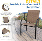 VICLLAX Patio Dining Set for 6, Outdoor Furniture Set Includes 47.2" Round Patio Table and 6 Patio Sling Chairs, Black Tabletop and Brown Fabric