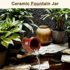 M METERXITY Ceramic Garden Fountain Spitter, Clay Pot Ecological Tank for Pond/Backyard Water Feature/Cave Waterfall/Landscaping, DIY Water Flow Jar Hydroponic Vase [5.5in, Iridescent Red]