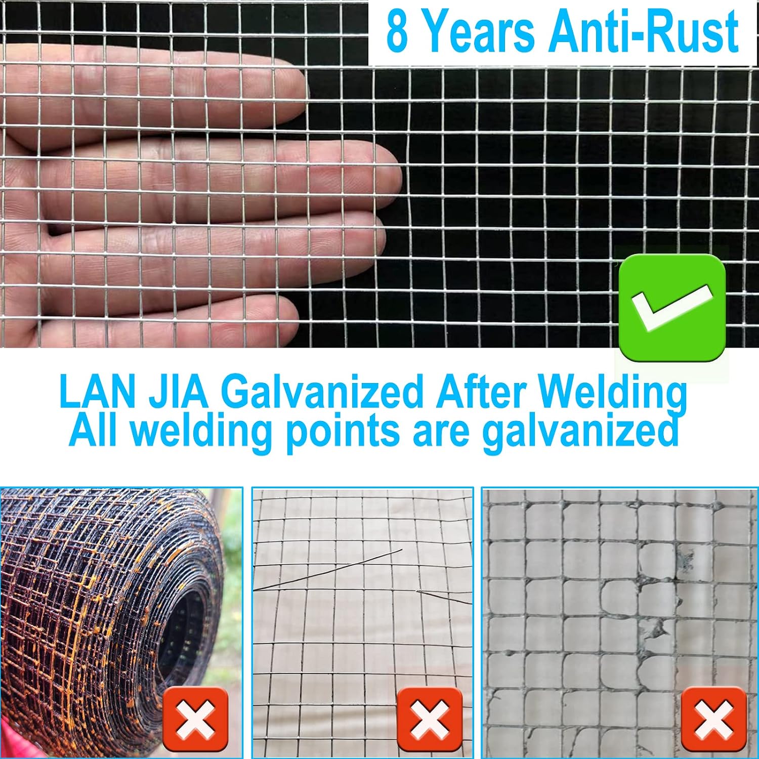 1/4in Galvanized Hardware Cloth 48" x100' 23 Gauge | welded mesh with uniform openings and strong welds for Chicken Coop, Garden Fence, Gopher Barrier and Animal Enclosure