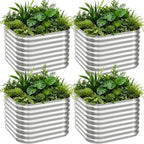 4 PCS Galvanized Raised Garden Bed Outdoor, Metal Garden Bed for Vegetables, Above Ground Garden Box for Flower, Steel Raised Beds for Gardening - 3FT